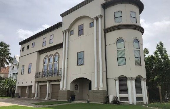 Three-story exterior of the Galveston home